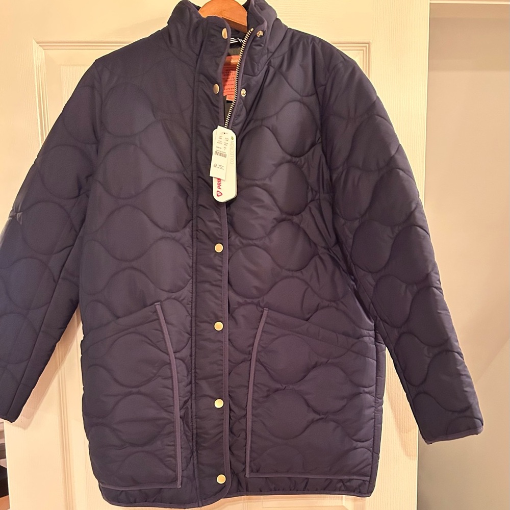 J. Crew, NWT Stowe Navy Puffer Coat, Size Large